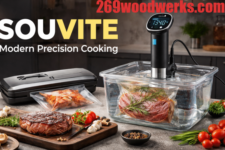 Chef cooking steak and vegetables in vacuum-sealed bags using an immersion circulator