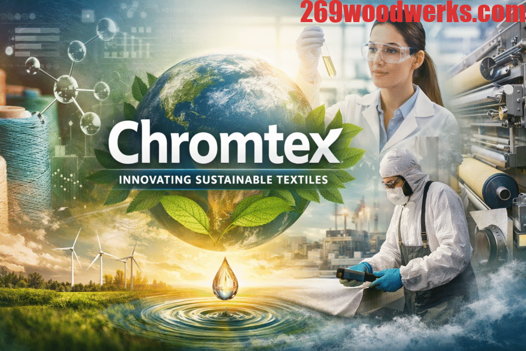 High-tech textile laboratory showcasing Chromtex sustainable fabric solutions with eco-friendly processes